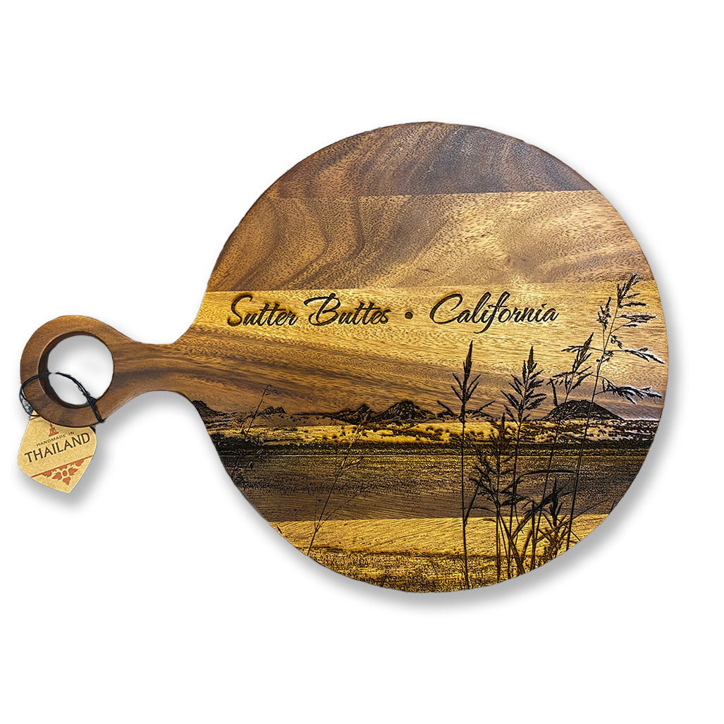 Round Acacia Wood Paddle Board (only one available - SOLD AS SHOWN)