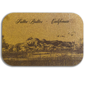 11.75" X 7.9" Rectangle Cork Trivet Engraved with the Sutter Buttes